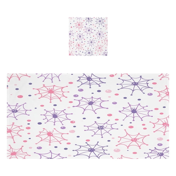 Multicolored Web 2 Piece Cotton Bath and Face Towel Set Soft and Absorbent, for Beach Pool Bathroom