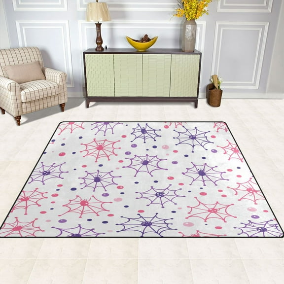 Multicolored Web 63''x48'' Plush Memory Foam Bath Mat, Soft, Absorbent, Non Slip, Durable