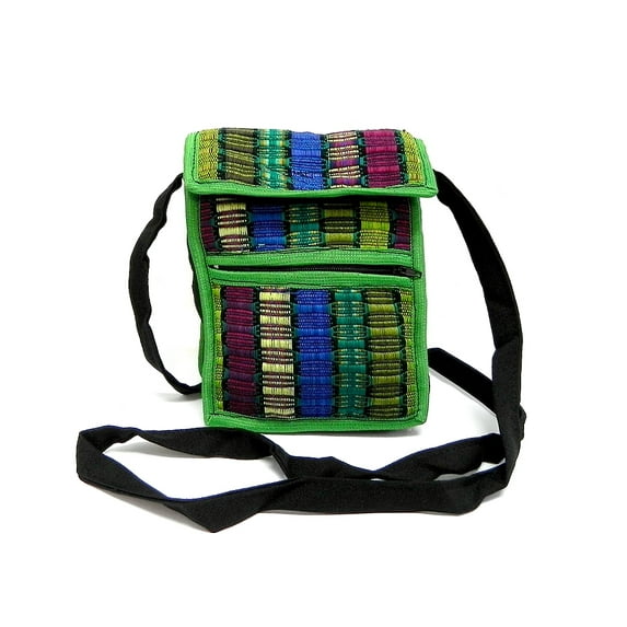 Multicolored Woven Striped Lightweight Cushioned Crossbody Smartphone Bag - Womens Handmade Boho Travel Accessories