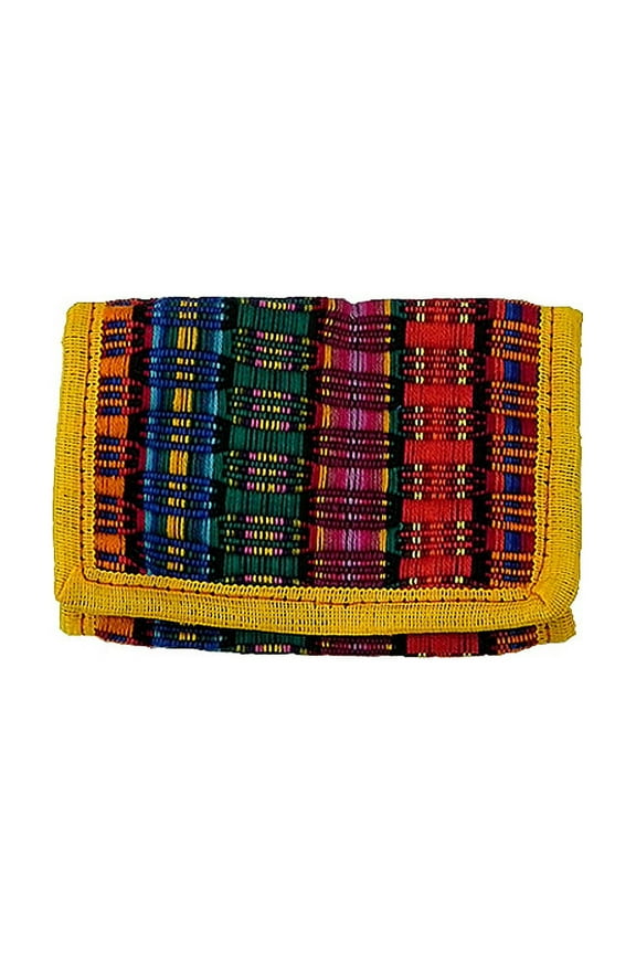 Multicolored Woven Striped Slim Soft Trifold Wallet Coin Purse with Card Slots - Womens Unisex Fashion Handmade Bags Boho Travel Accessories