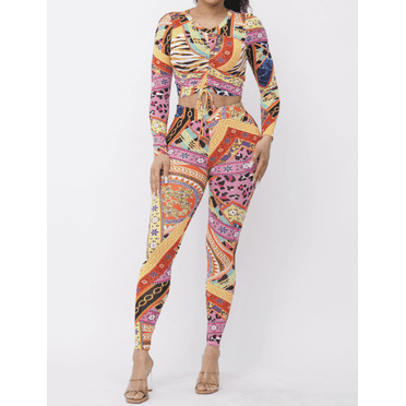 Multicolors prints 2 pieces Leggings and Top