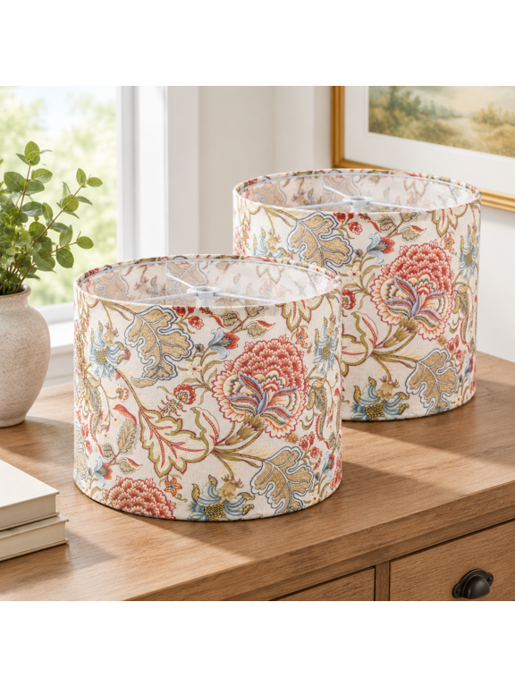 Multicolour-1 16*16*10IN - 2PC Unbranded Drum Lamp Shades Set