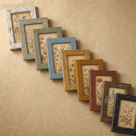Multicolour 9 5x7 Picture Frames Set, Farmhouse Gallery Wall Decor