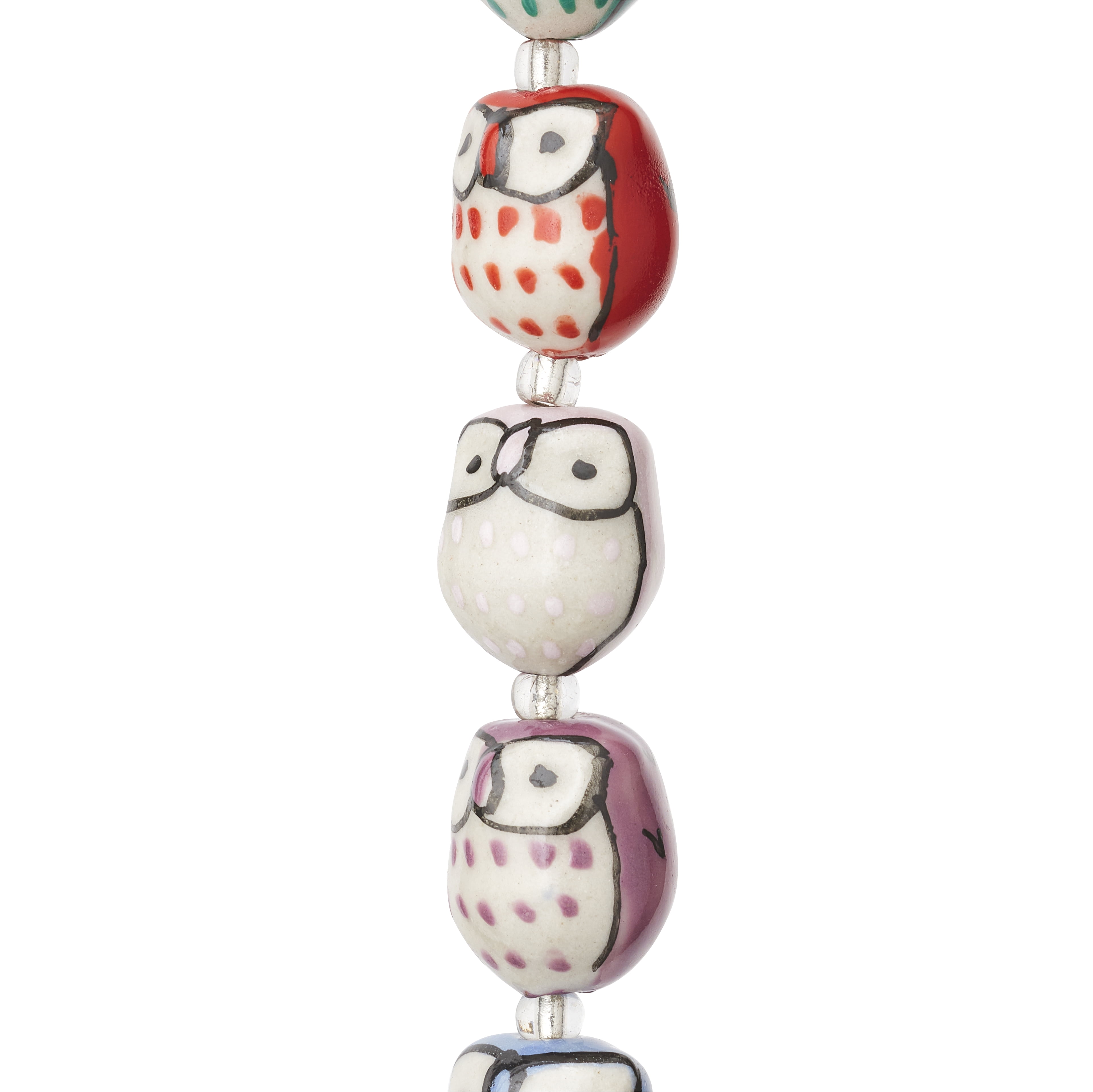 Multicolour Ceramic Owl Beads - 15mm by Bead Landing