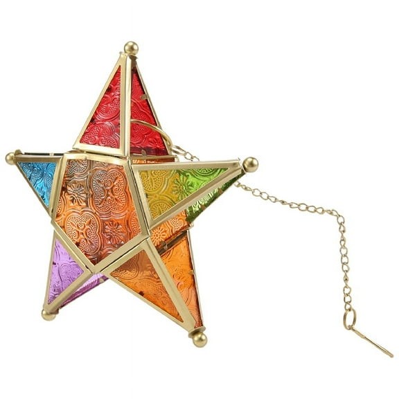 Multicolour Glass Star Votive Tea Light Candle Holder Hanging Lighting Lantern Wedding Birthday Home Garden Decor