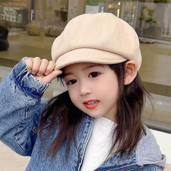 Multicolour Korean Boys Girls Soft Woolen Cute Kids Berets Painter Hat Baby Beret Hat Children Newsboy Cap KHAKI