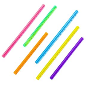 Multicolour Triangle Shape Scale 15 Cm, Transparent Plastic Measuring Ruler Geometry | Pack Of 6