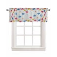 thumbnail image 1 of Multicoloured Flower Linen Curtain Valance for Bedroom/Bathroom/Kitchen/Office/Living/Dining Room Window,Blue Pink Red Yellow Blossom Rod Pocket Topper Decorative Cafe Drapes Panel 54"x18", 1 of 6
