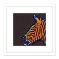 thumbnail image 1 of Multicoloured Zebra Head Animal Photo Illustration 8X8 Inch Square Wooden Framed Wall Art Print Picture with Mount, 1 of 4