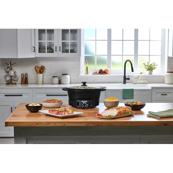 Multicooker 7QT Family Size, 5-in-1 Functions, Neat 'N Clean Technology, Slow Cook, Steam/Boil, Precision Roast, Sear/Saute, & Rice