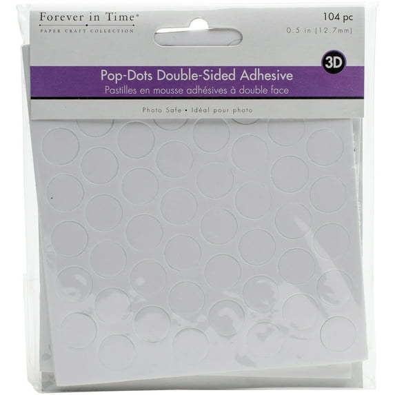 MultiCraft 3D Pop Dots Dual-Adhesive Foam Mounts-.5" Round 104/Pkg, Pk 6