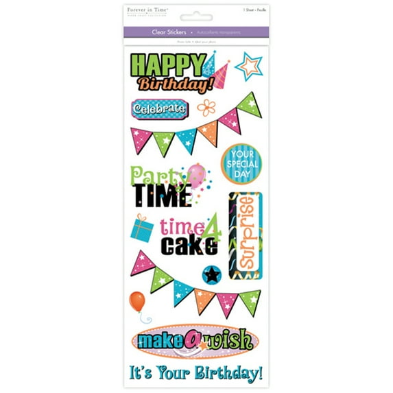 Multicraft Classic Theme Clear Stickers-birthday