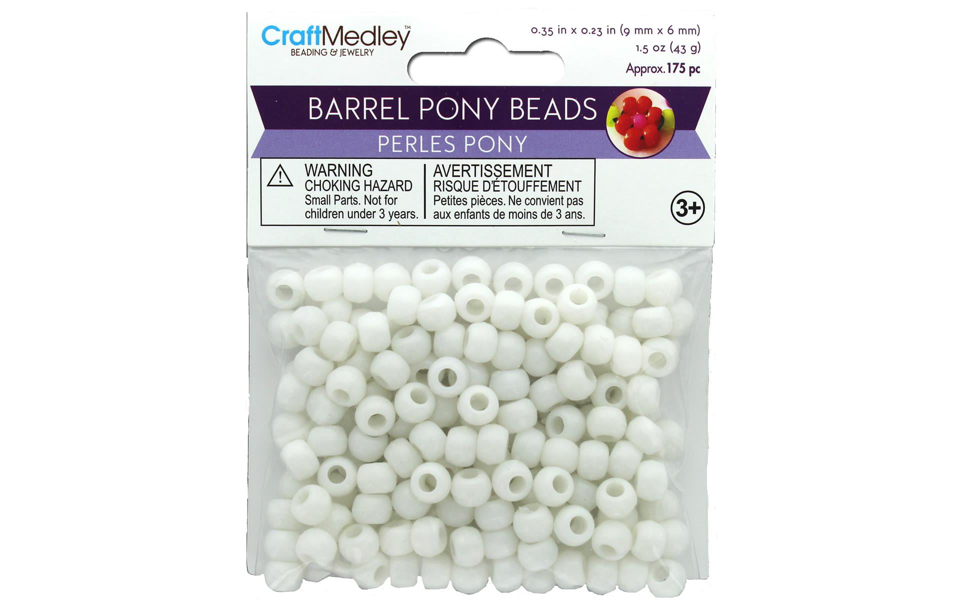 C and J Craft Supply. P-3010 White Pony Beads