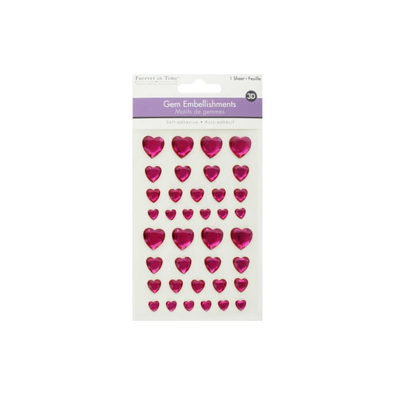 Multicraft Sticker 3D Gem Pink Hearts