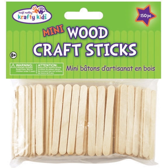 Krafty Kids Mini Craft Sticks-Natural 2.125" 150/Pkg