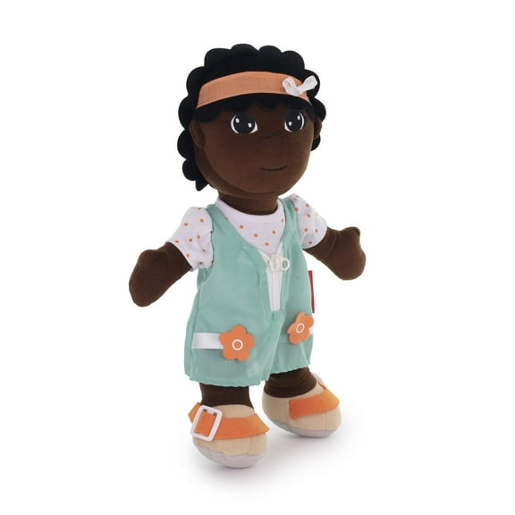 Miniland Washable Diversity Fastening Doll: African Girl. Develop Manual Skills and Personal Autonomy. Great for SEL. Children Will Learn How to Dress and Undress. from 2 to 6 Years.