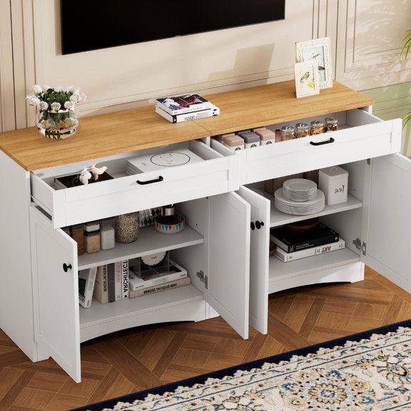 Multifaceted Utility, 62.9W Tabletop - TV Stand for 70" TVs in Different Spaces