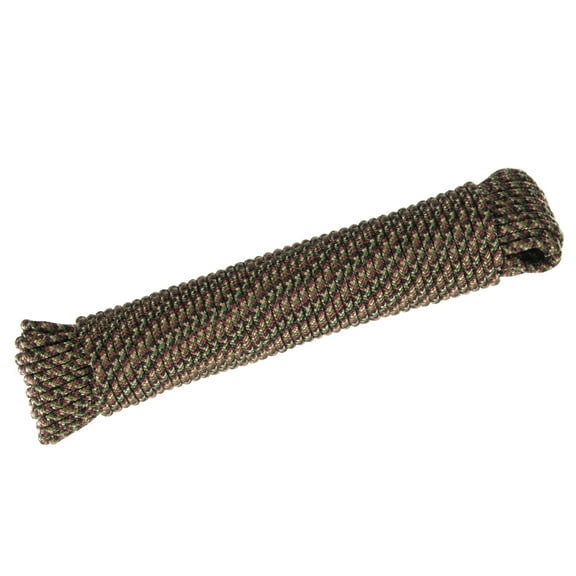 Multifilament Polypropylene Low Stretch Outdoor Braided Camo Cord - Multiple Diameter Size and Length Options - Ideal for Hunting, Boating, and Other Outdoor Activities