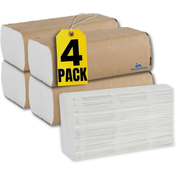 Multifold Paper Towels, Paper Hand Towels for Bathroom, Folded Paper Towels, 1-Ply, 9" x 9.45", 250 Towels/Pack, 4 Pack