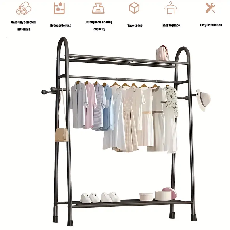Multifuction Clothes Rack, Heavy Duty Free Standing Wardrobe Closet ...