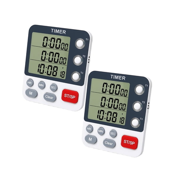 Multifuction Three Channel Timing Device Small 3 Way Countdown Timer with Alarm ABS for Cooking Experiments & Workouts
