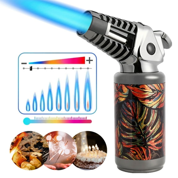 Multifuctional Outdoor Windproof Cooking Torch Lighter, Adjustable Flame Refillable Kitchen Butane Torch for Outdoor Candle Camping(Butane Not Included)