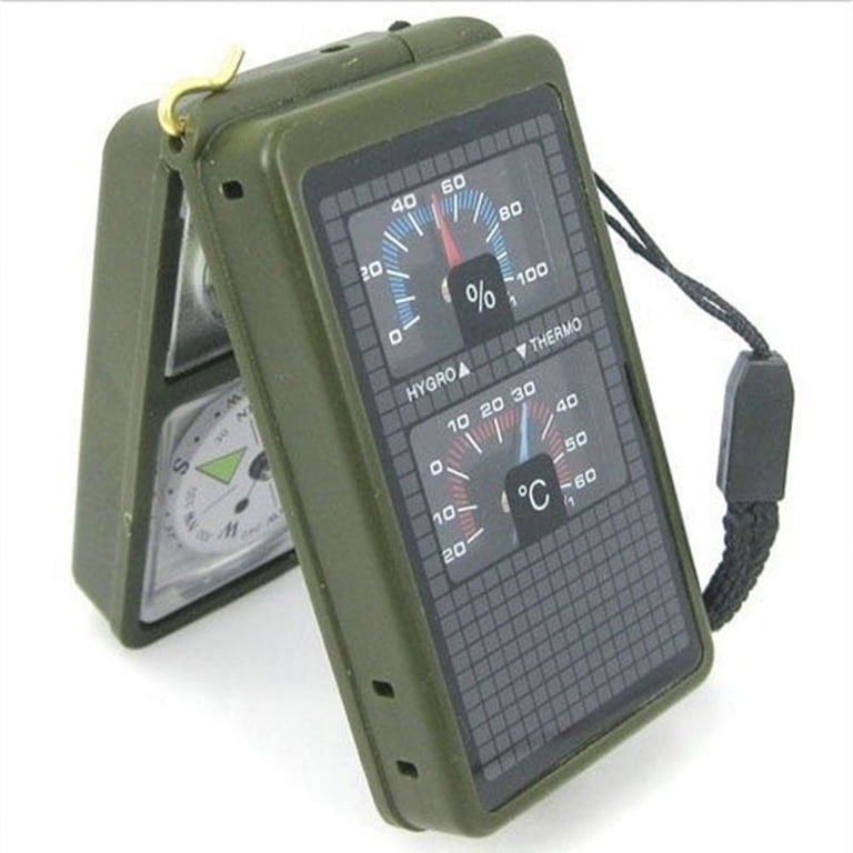 Boussole Multifonction 10 En 1 OFKPO – Avec LED, Sifflet, Allume-feu, Loupe, Thermomètre – Outil Survie Outdoor