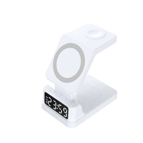 Multifunction 15W MagneticW1re1essChargers Stand Fast Charging Stand Time Clock