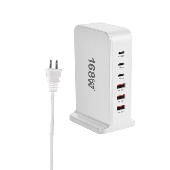 Multifunction 168W Charging Center Multiports Charging Dock Charging Stations with Triple USB & Type C Outlets for Electronics