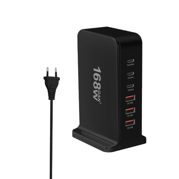 Multifunction 168W Charging Center Multiports Charging Dock Charging Stations with Triple USB & Type C Outlets for Electronics