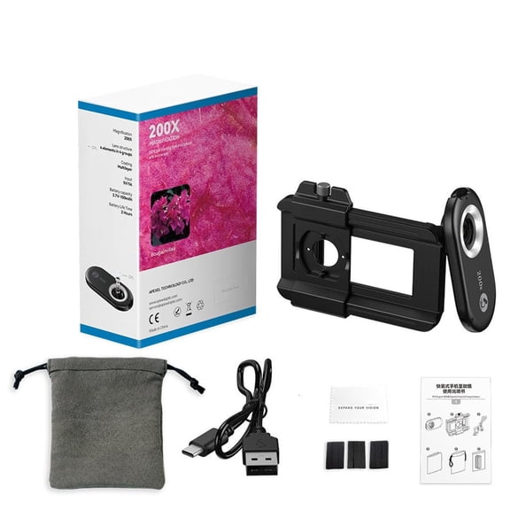 Multifunction 200x Phone Microscope Lens Universal Lens with LED Light