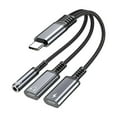 thumbnail image 1 of Multifunction 3 In 1 USB C To Auxiliary Adapter With Fast Charging Simultaneous Stereo Streaming For Smartphone Laptops, 1 of 10
