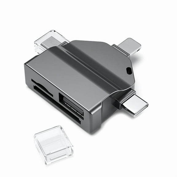 Multifunction 7 in 1 Card Reader USB 2.0 Type C to SD Adapter USB Flash Reader for PC Laptop Accessories Black,1 x Card Reader,Black