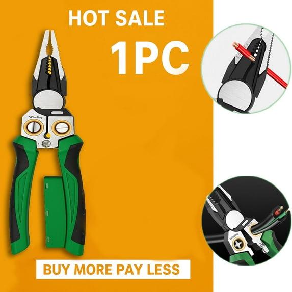 Multifunction 8 in 1 wire stripper, built-in voltage tester, professional electrician pliers, durable cable stripping, cutting and crimping pliers for electrical use