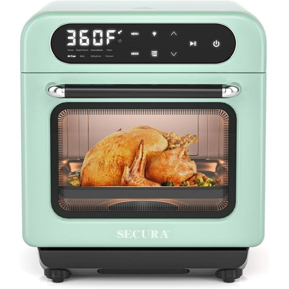 Multifunction Air Fryer Steam Oven, 13 Quart Compact Oven with Convection Bake, Airfryer, Rapid Steam, Ferment, Dehydrator Combo, Nutritious & Delicious Food Steamer for Cooking (Mint Green)