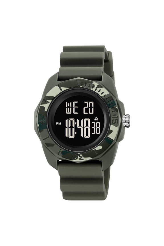 Multifunction Alarm Watch with Stainless Steel Strap Digital Analog Display Waterproof Daily Chronograph for Men Women