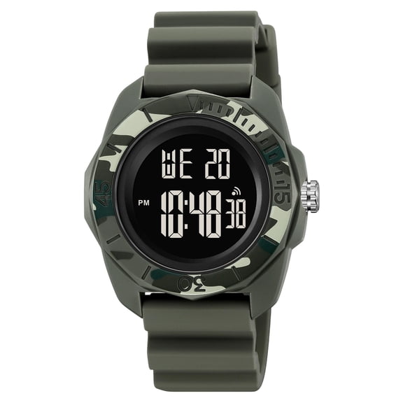 Multifunction Alarm Watch with Stainless Steel Strap Digital Analog Display Waterproof Daily Chronograph for Men Women