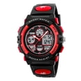 thumbnail image 1 of Multifunction Alarm Waterproof Digital Watch with Analog Display, Rubber Strap, LED Backlight, Water Resistance for Outdoor Activities and Sports,Red, 1 of 4