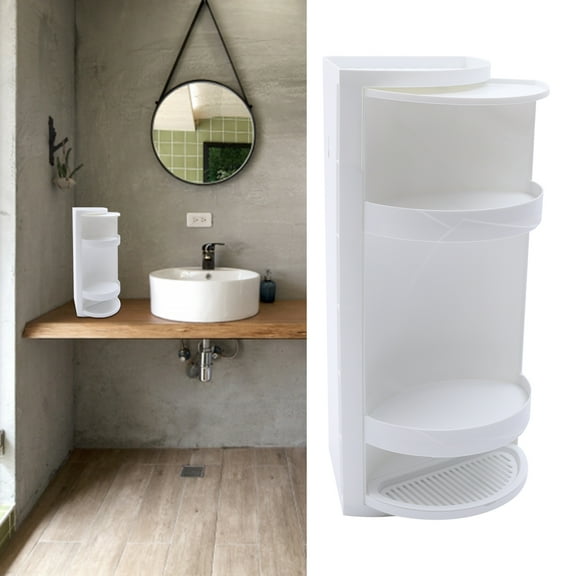Multifunction Bathroom Kitchen Corner Locker 3-Tier Rotating Triangle Shelf Water Resistant Corner Shelf Stand for Bedrooms, Bathrooms, Kitchens, Living Rooms, Study Rooms