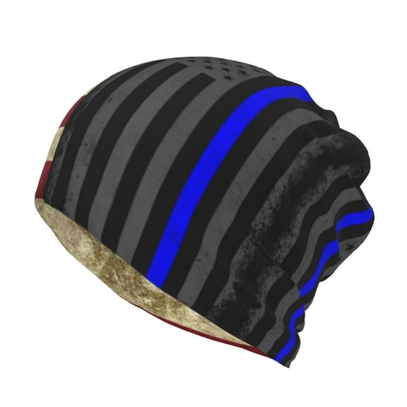 Multifunction Beanie Hat America Thin Blue Line Flag Beanie Hat Scarf Stretch Skull Cap For Women Men