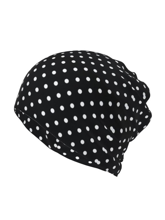 Multifunction Beanie Hat Black Polka Dot Beanie Hat Scarf Stretch Skull Cap For Women Men