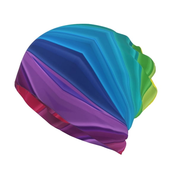 Multifunction Beanie Hat Rainbow Stripes Beanie Hat Scarf Stretch Skull Cap For Women Men