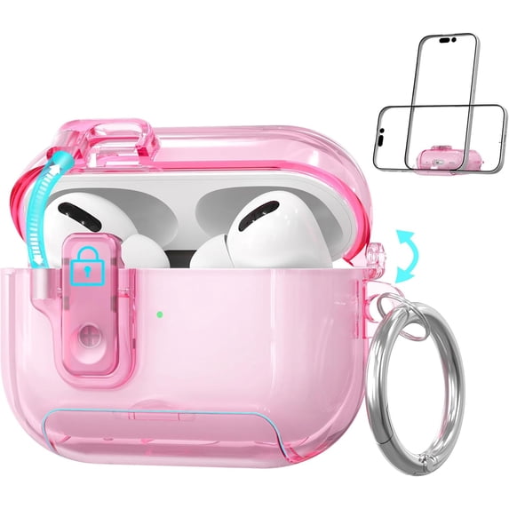 Multifunction Built in Magnets Lock Clear Case Cover for AirPods, Original Look Transparent Case with Hidden Phone Stand, Top-Connected Earbud Skin Ultra Thin Soft Silicone TPU Protector