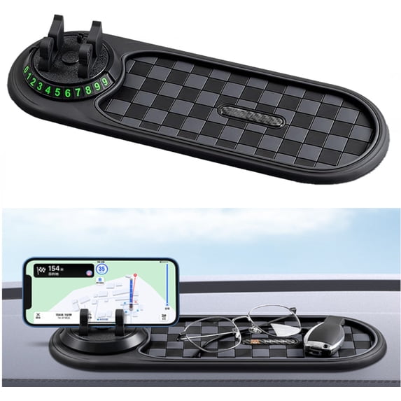 Multifunction Car Anti-Slip Mat, 2025 New Multifunctional 4-in-1 Mobile Phone Stand on-Board Anti-Slip Pad, Auto Universal Phone Holder Cell Phone Automobile Pads & Mats for Car Dashboard (Gray)