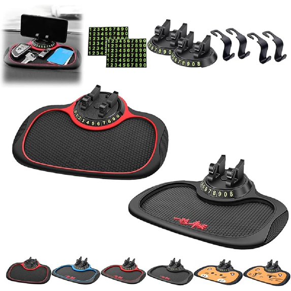 Multifunction Car Anti-Slip Mat Auto Phone Holder, Multifunction Holder Car Phone Holder with Honeycomb Mat, Multifunction Car Dashboard Mobile Phone Holder, Universal 360° Rotatable