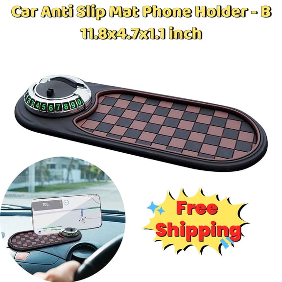 Multifunction Car Anti-Slip Mat Auto Universal Phone Holder, Multifunctional Vehicle Mounted Anti Slip Mat, 360° Rotating Car Phone Holder, Has A Storage Function (B)
