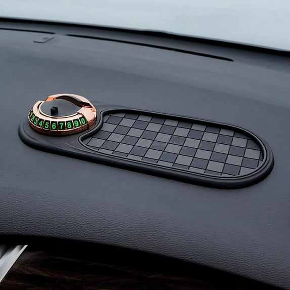 Multifunction Car Anti-Slip Mat Auto Universal Phone Holder, Rotatable Anti Skid Car Dashboard Pad with Temporary Parking Numbe and Large Pad for Phones Sunglasses Keys Gadgets