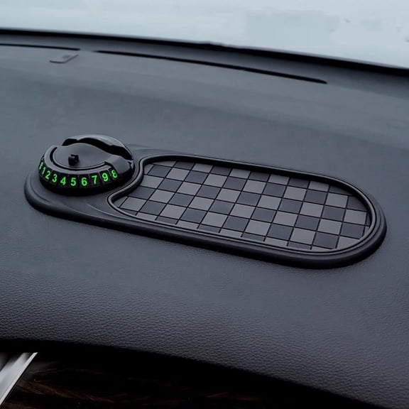 Multifunction Car Anti-Slip Mat Auto Universal Phone Holder, Rotatable Anti Skid Car Dashboard Pad with Temporary Parking Numbe and Large Pad for Phones Sunglasses Keys Gadgets