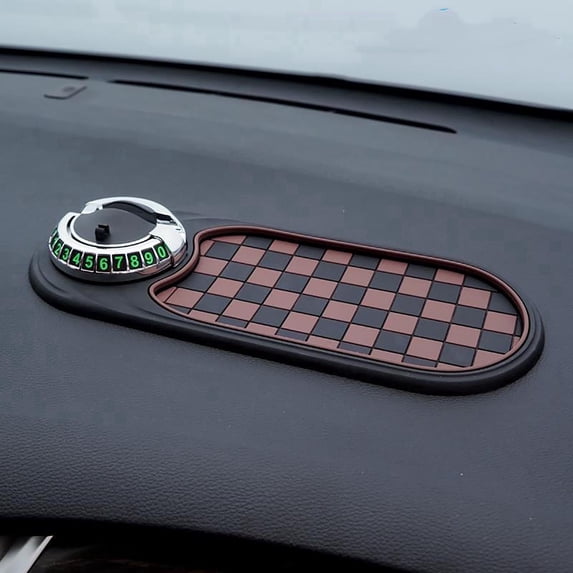 Multifunction Car Anti-Slip Mat Auto Universal Phone Holder, Rotatable Anti Skid Car Dashboard Pad with Temporary Parking Numbe and Large Pad for Phones Sunglasses Keys Gadgets