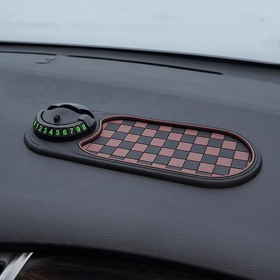 Multifunction Car Anti-Slip Mat Auto Universal Phone Holder, Rotatable Anti Skid Car Dashboard Pad with Temporary Parking Numbe and Large Pad for Phones Sunglasses Keys Gadgets